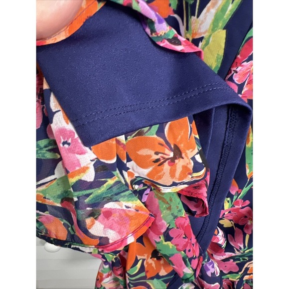 Eliza J Floral Flutter Sleeve V-Neck Ruffle Chiffon Dress Women's Size 6 - Picture 5 of 9
